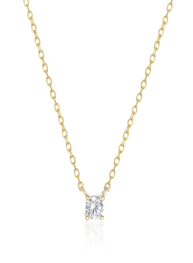 Kyerlyn Diamond Filled CZ Necklace 14K Gold Plated Handmade Cubic Zirconia Adjustable Solitaire Necklace Delicate Simple Jewelry Gift for Women - Image 1